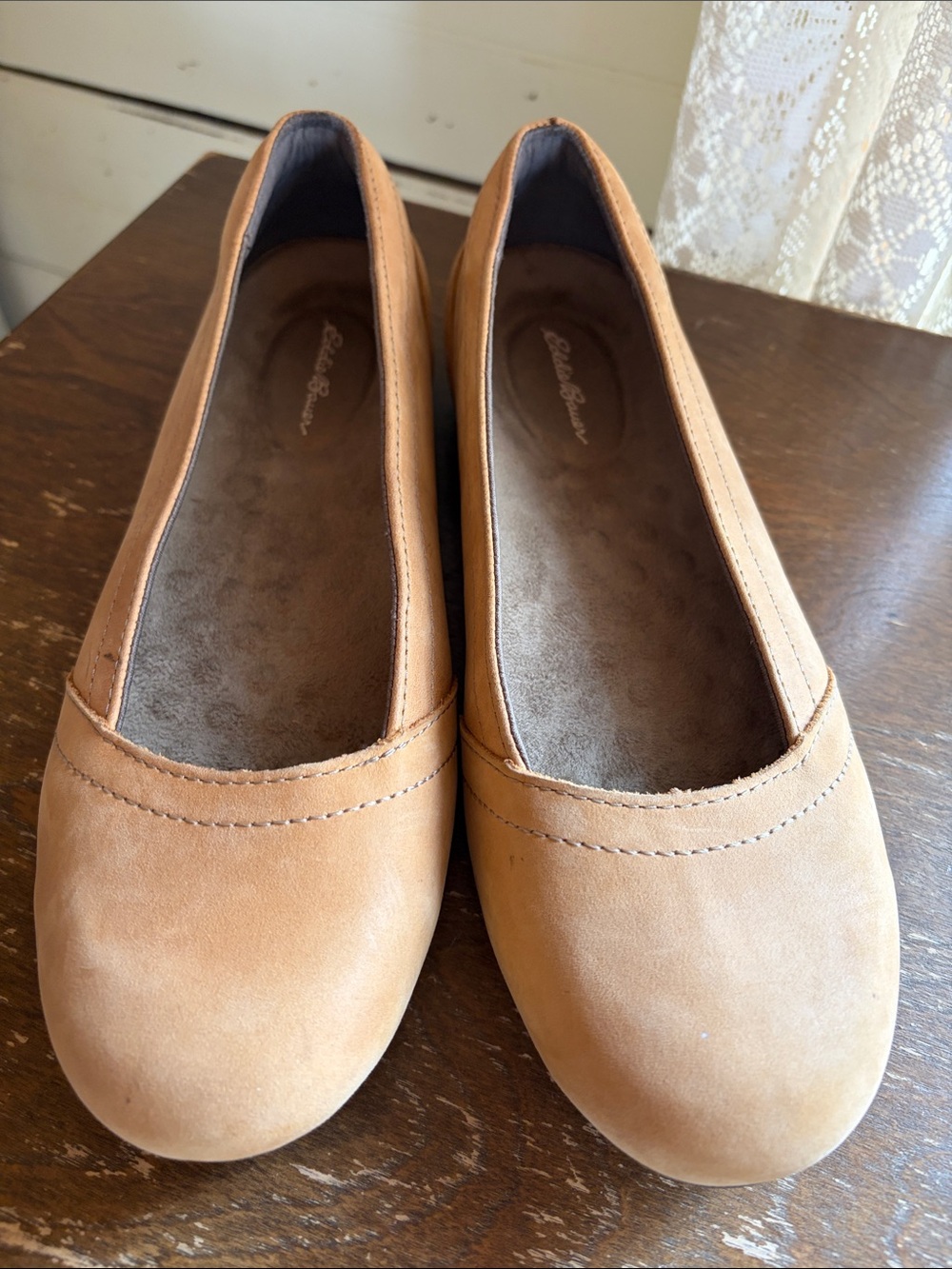 Eddie Bauer Light Brown Leather Slip-On Ballet Flats